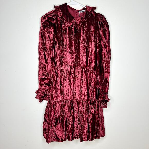 NWT Batsheva Crushed Velvet Peter Pan Collar Midi Dress - Picture 1 of 6